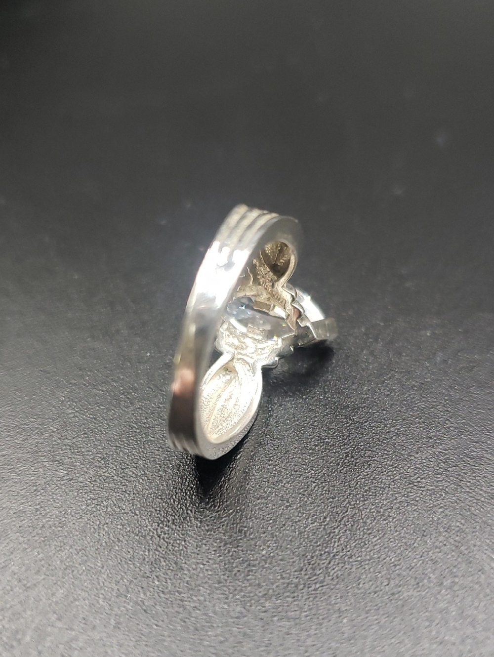 Sterling Silver Marquise Cut Diamonique Ring, Size 5 - Picture 4 of 5